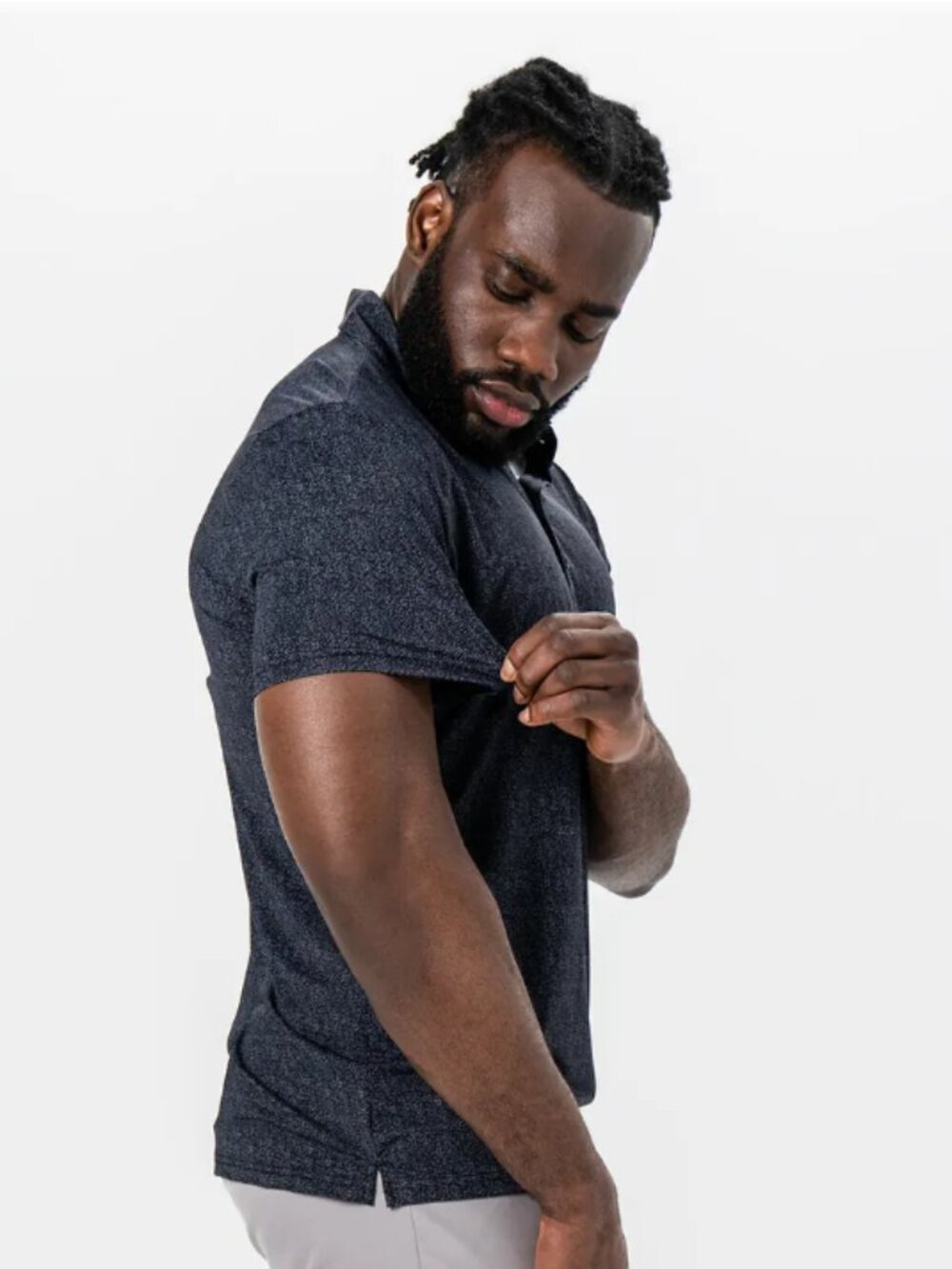 State & Liberty “The Orr” Black & Grey Abstract Dash Polo XL